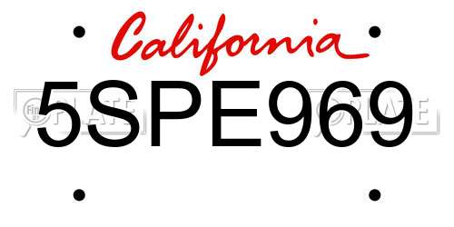 5SPE969 California License Plate
