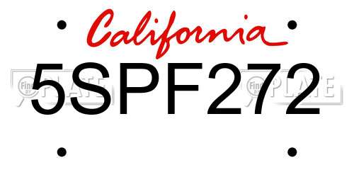 5SPF272 California License Plate