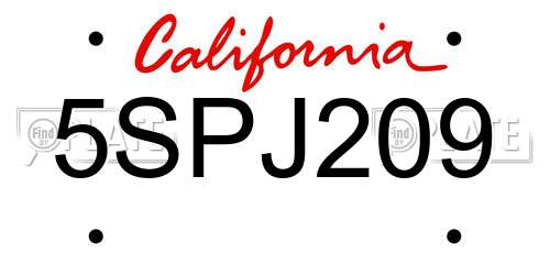5SPJ209 California License Plate