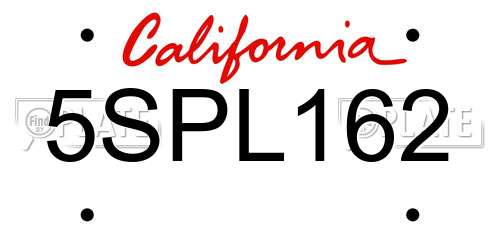 5SPL162 California License Plate