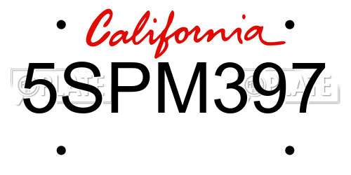 5SPM397 California License Plate