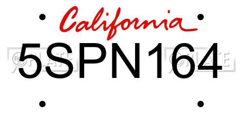 5SPN164 California License Plate