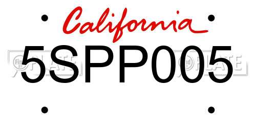 5SPP005 California License Plate