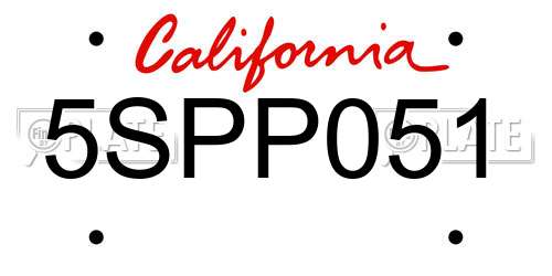 5SPP051 California License Plate