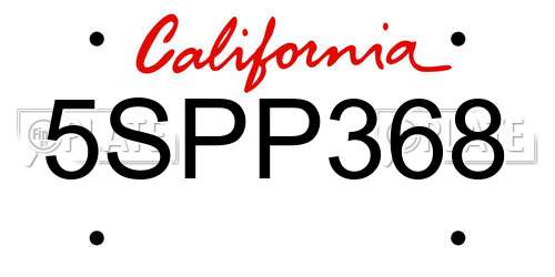 5SPP368 California License Plate