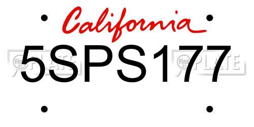 5SPS177 California License Plate