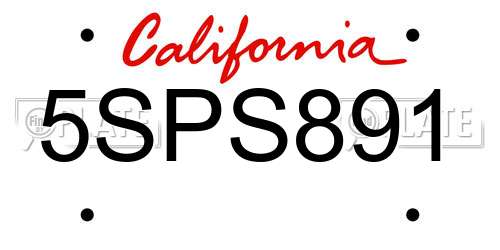 5SPS891 California License Plate