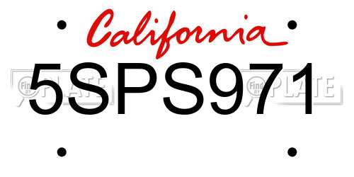 5SPS971 California License Plate