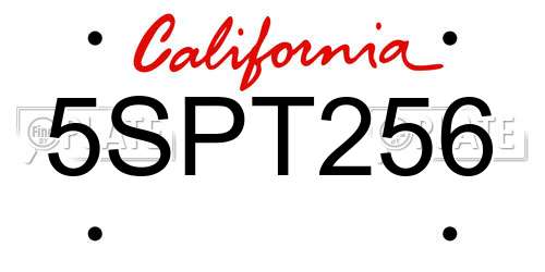 5SPT256 California License Plate