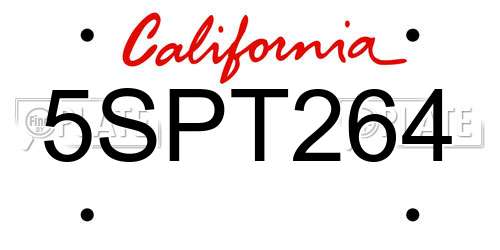 5SPT264 California License Plate