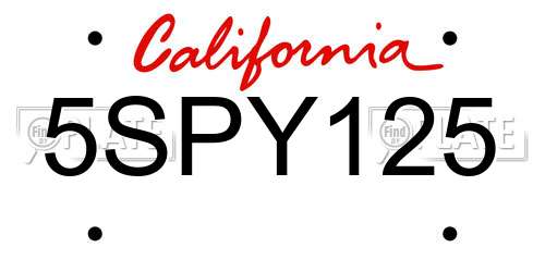 5SPY125 California License Plate