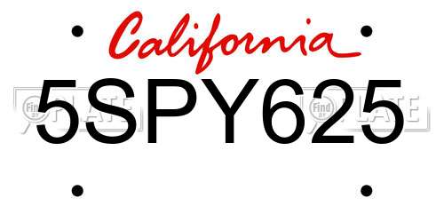 5SPY625 California License Plate
