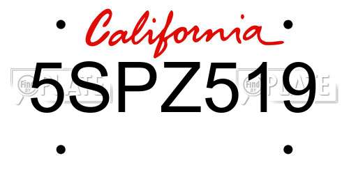 5SPZ519 California License Plate