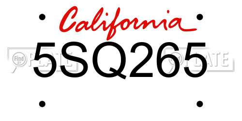 5SQ265 California License Plate