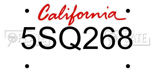 5SQ268 California License Plate