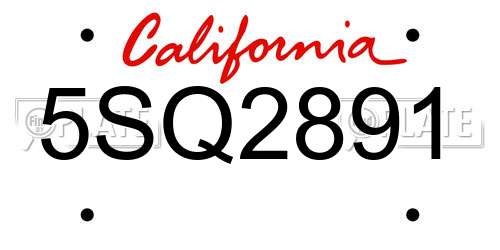 5SQ2891 California License Plate