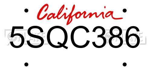 5SQC386 California License Plate