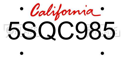 5SQC985 California License Plate