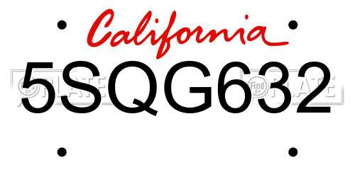 5SQG632 California License Plate