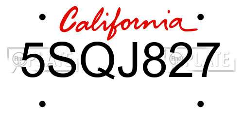 5SQJ827 California License Plate