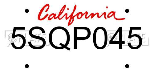 5SQP045 California License Plate