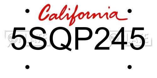 5SQP245 California License Plate