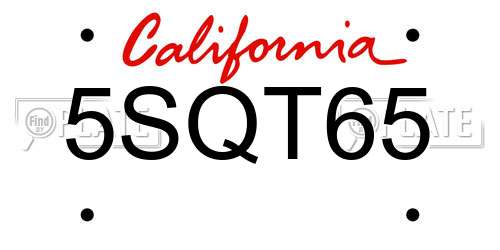 5SQT65 California License Plate