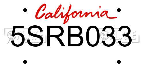 5SRB033 California License Plate