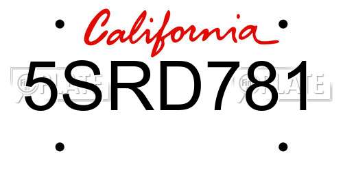 5SRD781 California License Plate