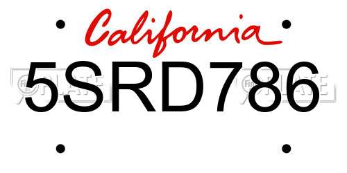 5SRD786 California License Plate