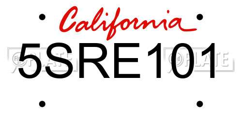 5SRE101 California License Plate