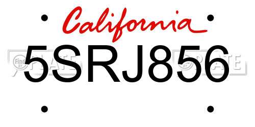 5SRJ856 California License Plate