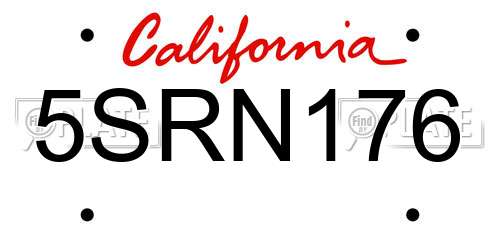 5SRN176 California License Plate