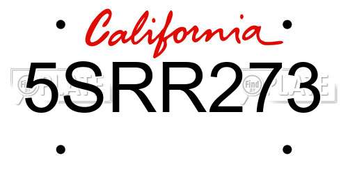 5SRR273 California License Plate