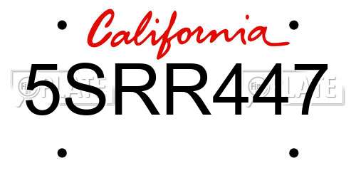 5SRR447 California License Plate