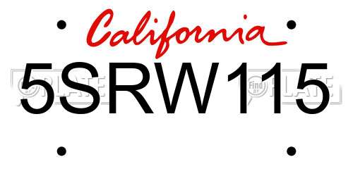 5SRW115 California License Plate