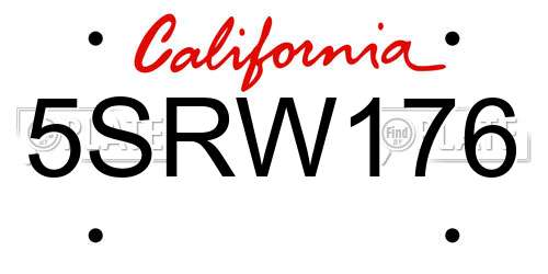 5SRW176 California License Plate