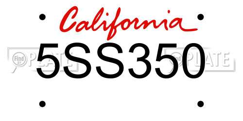 5SS350 California License Plate