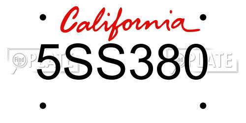 5SS380 California License Plate