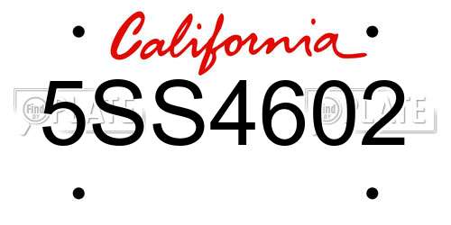 5SS4602 California License Plate