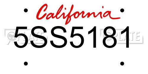 5SS5181 California License Plate