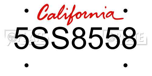 5SS8558 California License Plate