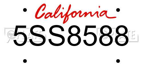 5SS8588 California License Plate