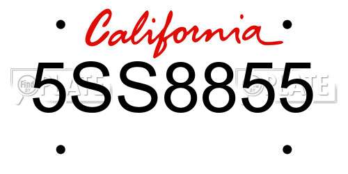 5SS8855 California License Plate