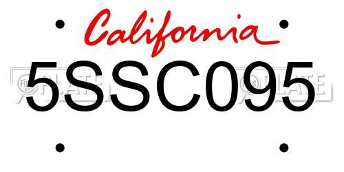 5SSC095 California License Plate
