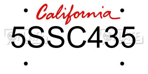 5SSC435 California License Plate