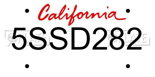 5SSD282 California License Plate