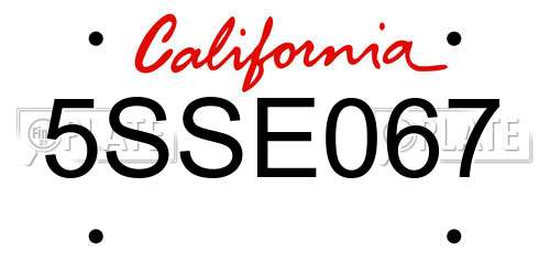 5SSE067 California License Plate