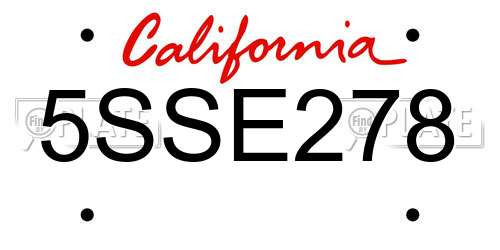 5SSE278 California License Plate