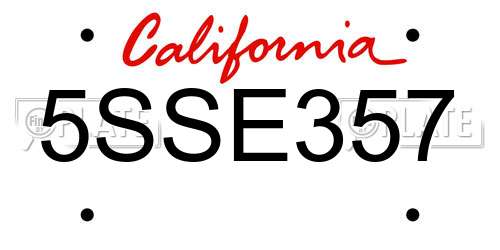 5SSE357 California License Plate